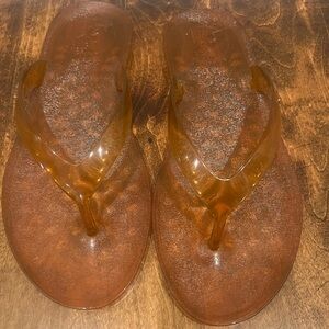 Ancient Greek Sandals Amber Brown Jelly Thong Sandals